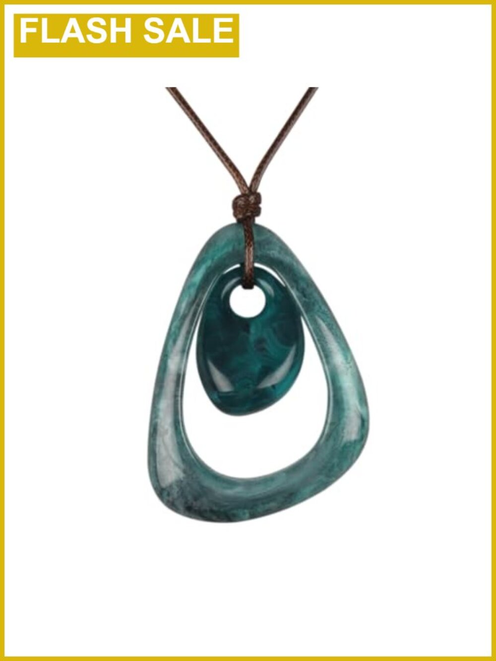 Faux Leather Cord Necklace Oversized Teardrop Pendant Boho Statement